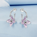 wholesale S925 silver platinum-plated purple flower earrings, trending tiny studs for women-0-1