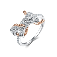 wholesale Sterling Silver S925 Bow Jewelry Set Earrings Ring Necklace Bracelet (4-piece)-undefined