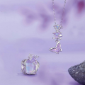 wholesale Silver 925 white gold beads purple butterfly iris flower bead jewelry-0-1