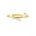 wholesale S925 Sterling Silver Geometric Leaf Marquise Zircon Wedding Ring, Cross-border Bestseller-0-5