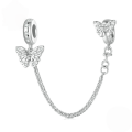 wholesale S925 sterling silver butterfly safety chain with silicone spacer beads bracelet parts-0-0