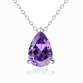 wholesale S925 Silver Cubic Zirconia Drop Necklace, December Birthstone, Minimalist Design-0-1