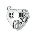 wholesale Viral S925 sterling silver heart-shaped house charm bead warm love beads-0-0