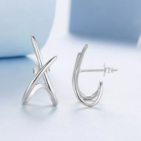 wholesale S925 Sterling Silver Trendy Line Letter Earring Wholesale Fashion Earring-undefined