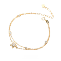 wholesale S925 Sterling Silver Double Layer Bracelet, Star Zircon Rhinestone, Wholesale Light Luxury-L407_Sterling Silver Star Bracelet 925 Silver