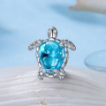 wholesale 925 Sterling Silver Blue Opal Starfish Dangle Charm With Cubic Zirconia For Bracelet-0-1