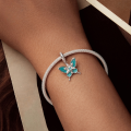wholesale S925 Silver Plated White Gold Snowflake Butterfly Bracelet Pendant Beads-0-3