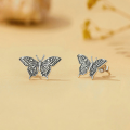 wholesale 925 Sterling Silver Black Plated Butterfly Stud Earrings For Women Vintage Jewelry-0-1