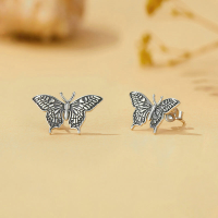 wholesale 925 Sterling Silver Vintage Butterfly Stud Earrings For Women Jewelry Gift-undefined
