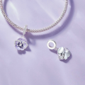 wholesale Sterling silver S925 pansy charm bead bracelet, flower-shaped loose beads SCC2583-0-1
