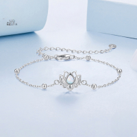 wholesale 925 Sterling Silver Lotus Opal Bracelet For Women Adjustable Bead Chain Bracelet-undefined