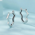 wholesale Sterling silver s925 minimalist wave-shaped ear cuffs, stylish hoop earrings for women-0-1