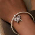 wholesale Silver-plated 925 sterling silver filigree butterfly charm pendant bead link bracelet accessory-0-3