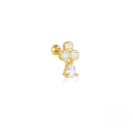 wholesale S925 Sterling Silver Zircon-studded Gold-plated Ball Threaded Ear Cuff With Chain Fringe-0-5