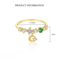 wholesale S925 Sterling Silver Long Fringe Flower Colored Zircon Earrings And French Fashion Ring Set For Women-K2078-Gold 925 Silver