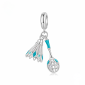 wholesale 925 Sterling Silver Pink Cz Golf Football Tennis Badminton Dangle Charms For Bracelet-0-5