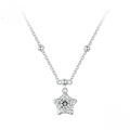 wholesale 925 Sterling Silver Cubic Zirconia Star Pendant Necklace Beaded Chain For Women-0-0