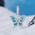 wholesale S925 Silver Plated White Gold Snowflake Butterfly Bracelet Pendant Beads-0-4