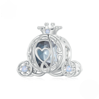 wholesale 925 Sterling Silver Blue Opal Heart Charm Bead For Bracelet-undefined