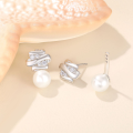 wholesale S925 silver pearl earrings and necklace set, customizable jewelry for women-0-1