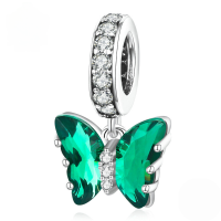 wholesale Sterling silver S925 resin zircon aurora butterfly pendant bracelet, unique insect charm.-undefined