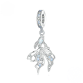 wholesale 925 Sterling Silver Goldfish Dangle Charm Created Opal Cubic Zirconia Bracelet Pendant-0-4