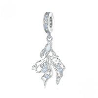 wholesale 925 Sterling Silver Goldfish Dangle Charm Created Opal Cubic Zirconia Bracelet Pendant-undefined