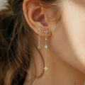 wholesale S925 Sterling Silver Cross-border Wholesale Star Moon Micro-inlaid Tassel Earring Set-0-13