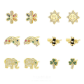 wholesale S925 Sterling Silver European And American Style Creative Color Zircon Small Ear Studs For Women, Unique Design Flower Sun Bee Earrings-0-0