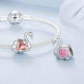 wholesale Silver-plated pink swan rose beads S925 pure silver loose beads-0-1