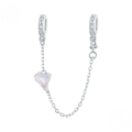 wholesale S925 sterling silver pink heart safety chain charm bracelet-0-4