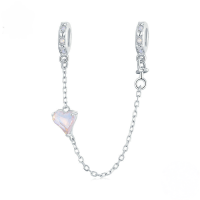 wholesale S925 sterling silver pink heart safety chain charm bracelet-undefined