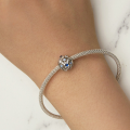 wholesale 925 Silver Heart Beads Bracelet - Day-Night Blue Starry Summer Glitter-0-3