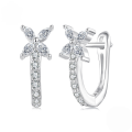 wholesale 925 Sterling Silver Flower Cubic Zirconia Huggie Hoop Earrings For Women-0-0