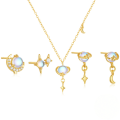 wholesale S925 Sterling Silver Planet Moonstone Elegant High-End Necklace and Earring Set Wholesale-0-0