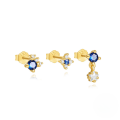 wholesale S925 Sterling Silver Exquisite Small Star Earrings Three-piece Set, Korean Style High-end Minimalist Zircon Earrings For Women-0-0