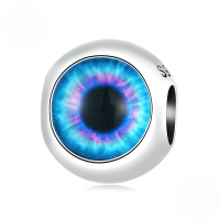wholesale S925 sterling silver demon eye bead bracelet with colorful oil-filled eye charms.-undefined
