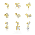 wholesale S925 Sterling Silver Cross-border Zircon Star Moon Flower Geometric Ear Bone Stud-0-0