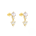 wholesale S925 Sterling Silver Vintage Pearl Earrings For Women, Small Drop Style With Rhinestones And Elegant Tassel Design-0-4