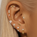 wholesale S925 Sterling Silver Geometric Zircon-studded Flat Spiral Cartilage Earring-0-1