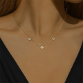 wholesale S925 Silver Alloy Flower Four-leaf Clover Bezel-set Zirconia Necklace With Korean Design And Zircon Accents-0-2