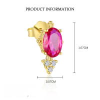 wholesale S925 Sterling Silver French-style Heart-shaped Zircon Earrings With Colorful Zircons, Sweet And Exquisite Set-E4707-Gold/Single 925 Silver