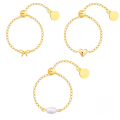wholesale S925 Sterling Silver Adjustable Pearl Bow Knot Minimalist Chain Ring-0-0