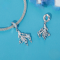 wholesale 925 Sterling Silver Goldfish Dangle Charm Created Opal Cubic Zirconia Bracelet Pendant-0-1