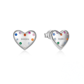 wholesale 925 Sterling Silver New Heart-shaped Colorful Zircon Enamel Drop Earrings,-0-5