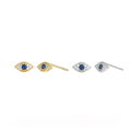 wholesale S925 Sterling Silver Personalized European And American Evil Eye Stud Earrings For Women, Elegant And Versatile Eye-shaped Zircon-accented Ear Accessories-0-0