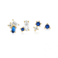 wholesale 925 Sterling Silver New 4-piece Set Of Colored Gemstone And Zircon Stud Earrings-0-0