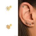wholesale S925 Sterling Silver Snowflake Stud Earrings With Zircon Accents, A Trendy Ins-style Cartilage Piercing For Christmas-0-2