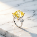 wholesale S925 Sterling Silver Cubic Zirconia Citrine Ring Rectangle Factory Wholesale-0-1