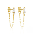 wholesale 925 Sterling Silver Hot-sell Pearl And Zircon Drop Earrings With Chain Tassel-0-8